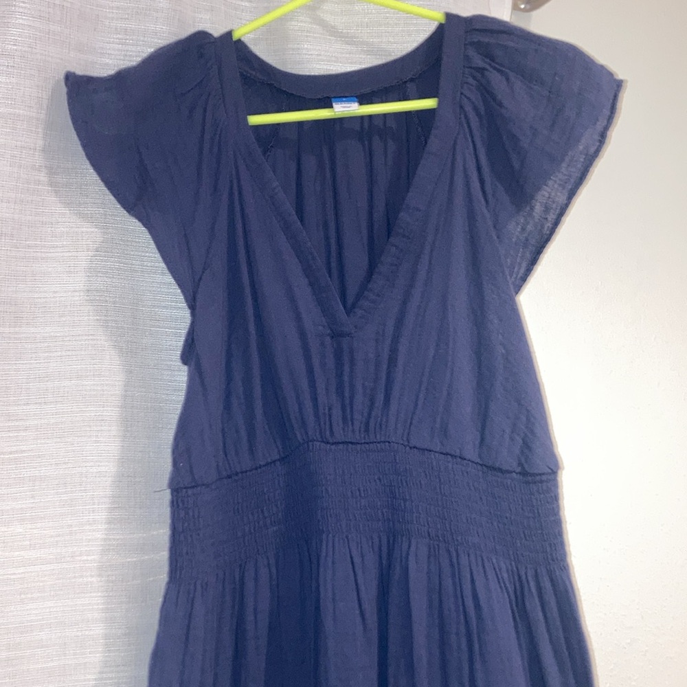 Cotton Tiered Navy Dress - Picture 3 of 9